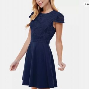 NWT City Studio Navy Fit and Flare Lace Dress